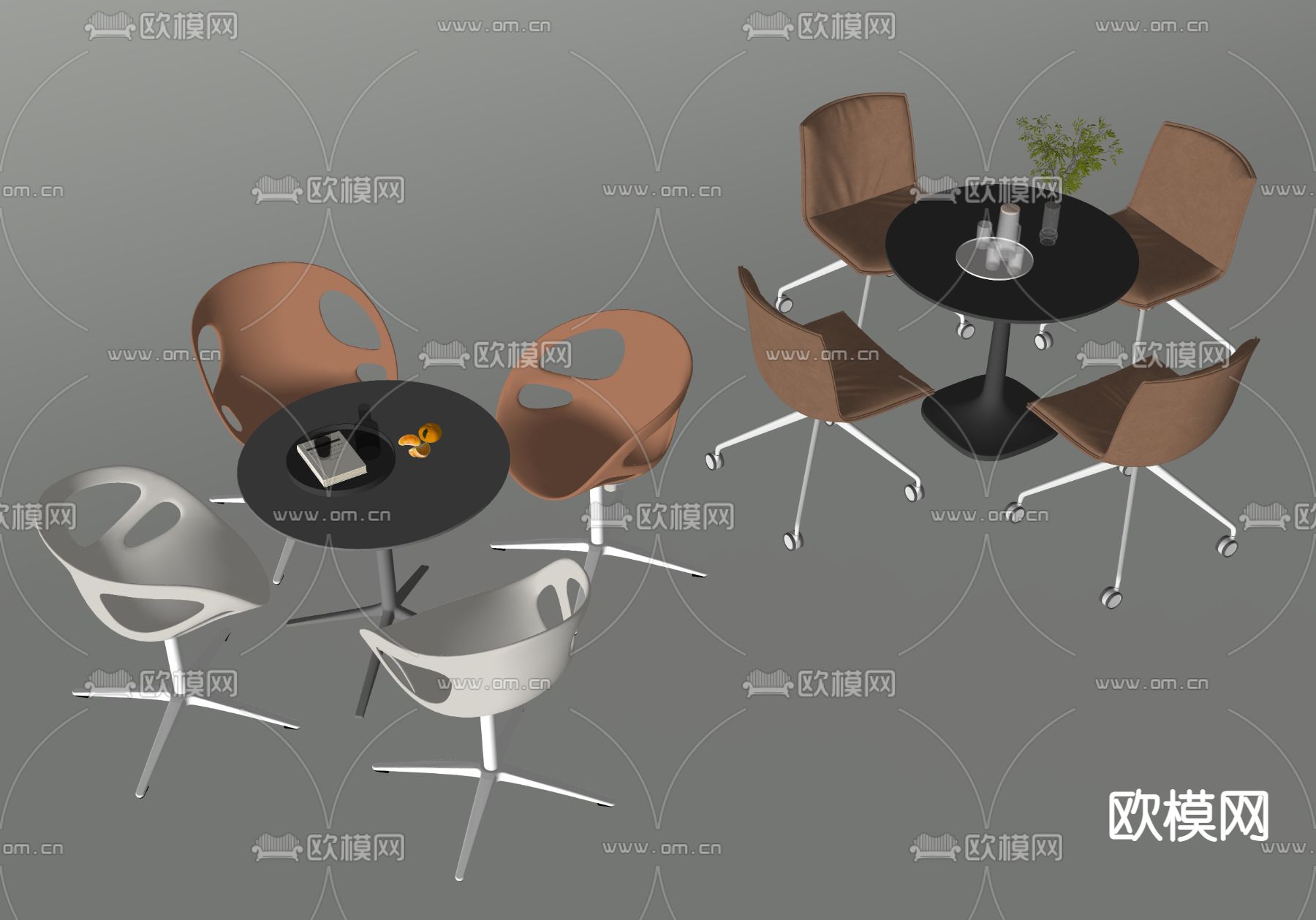 洽谈桌椅 休闲桌椅 户外桌椅su模型下载（渲染图2）