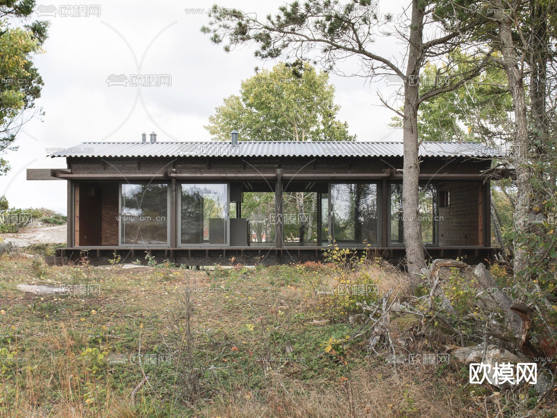 日式民宿外观su模型下载（渲染图1）