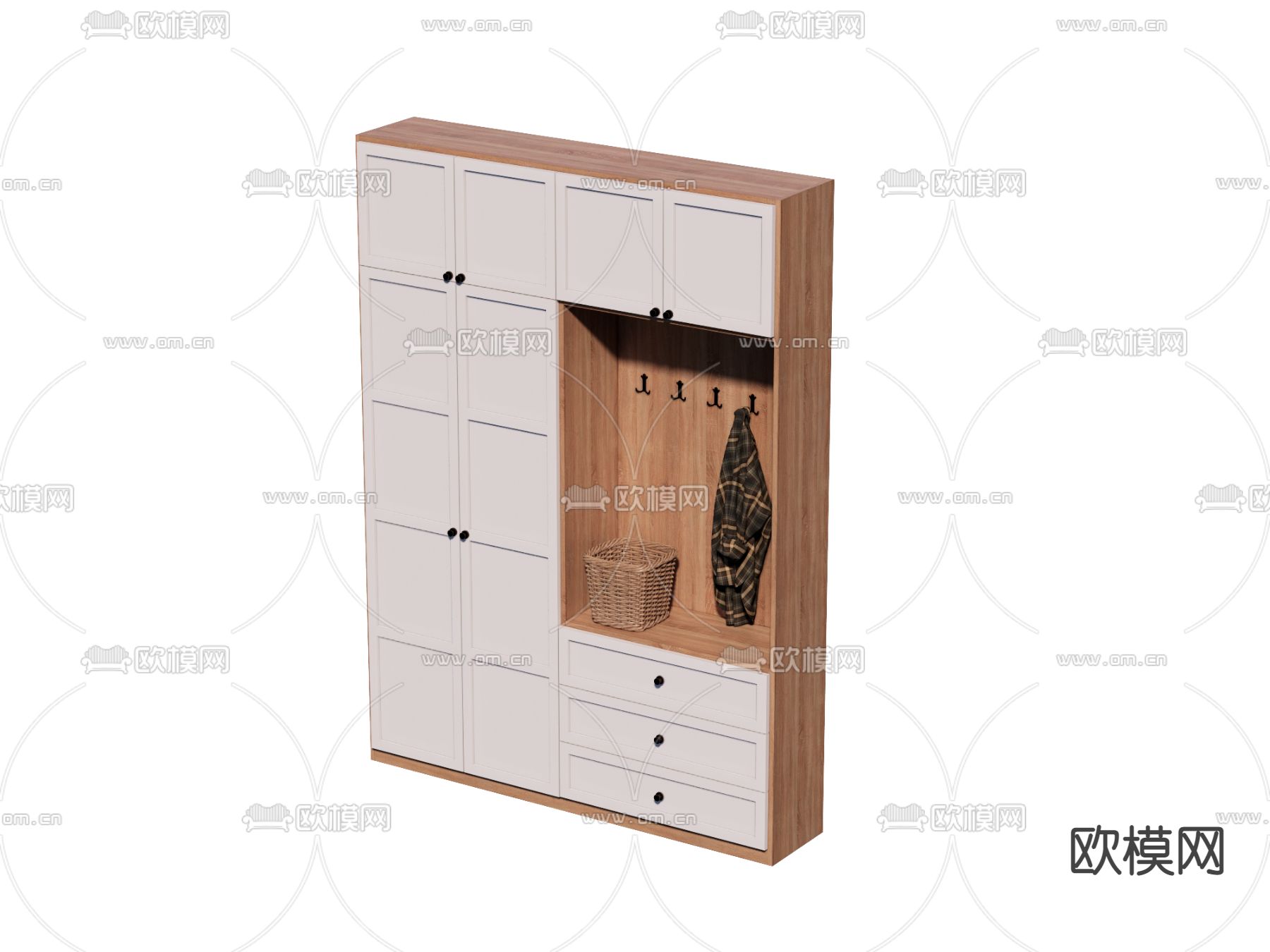 北欧风衣柜 衣橱su模型下载（渲染图2）