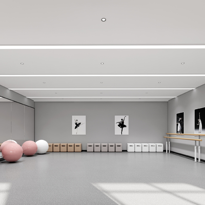  现代舞蹈教室su模型 