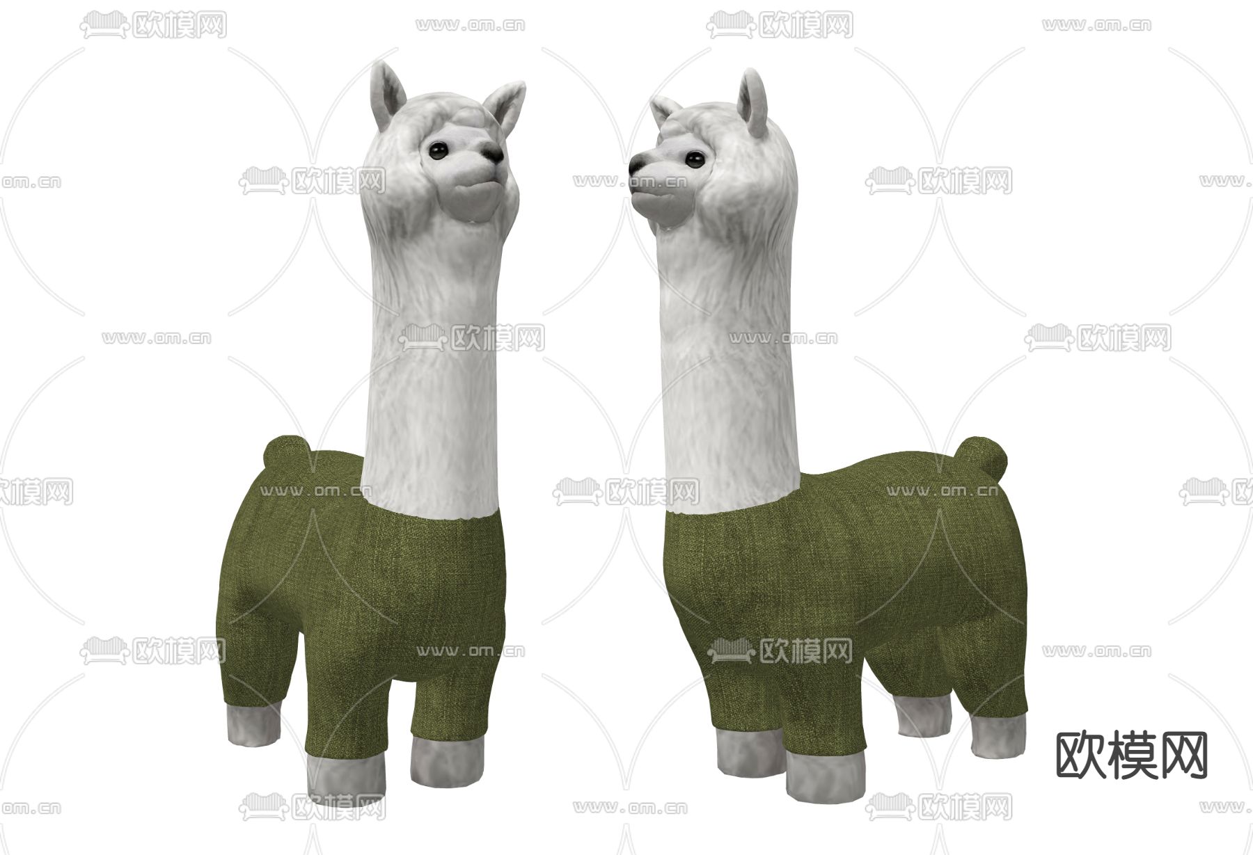 现代羊驼毛绒玩具su模型下载（渲染图2）