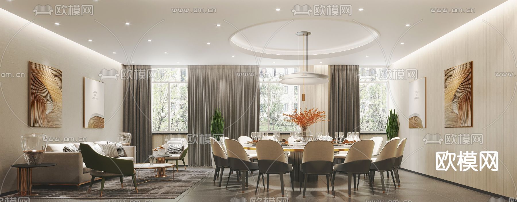 中餐厅包厢 包间 包房su模型下载（渲染图1）