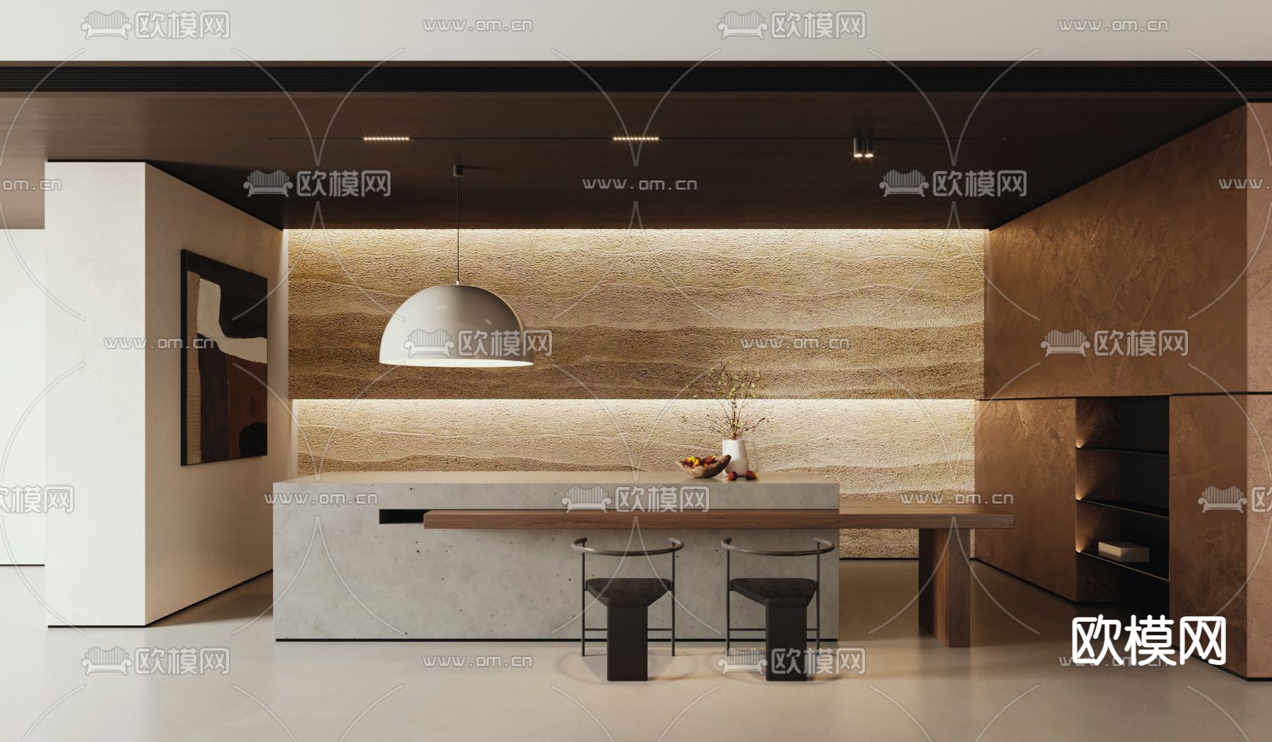 侘寂风餐厅su模型下载（渲染图1）