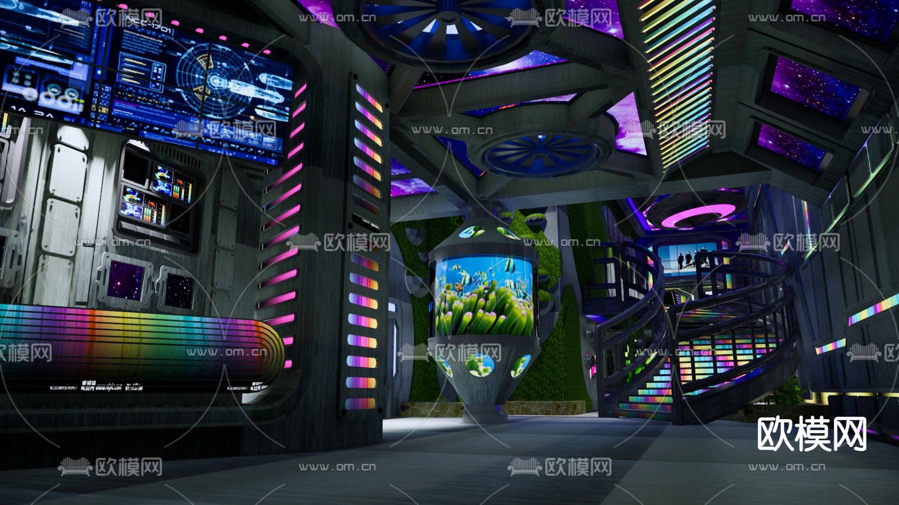 工业风KTV 夜总会su模型下载（渲染图1）