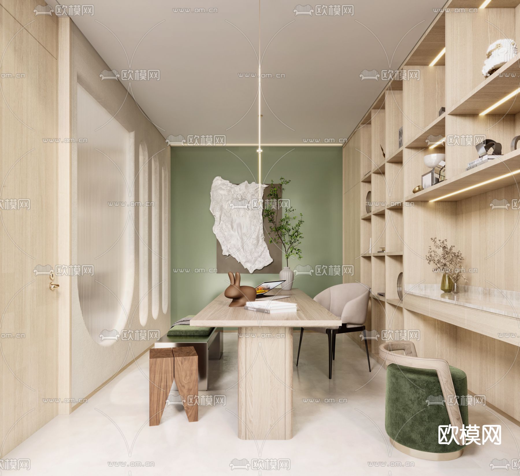 侘寂理发店 美发店  发廊3d模型下载（渲染图3）