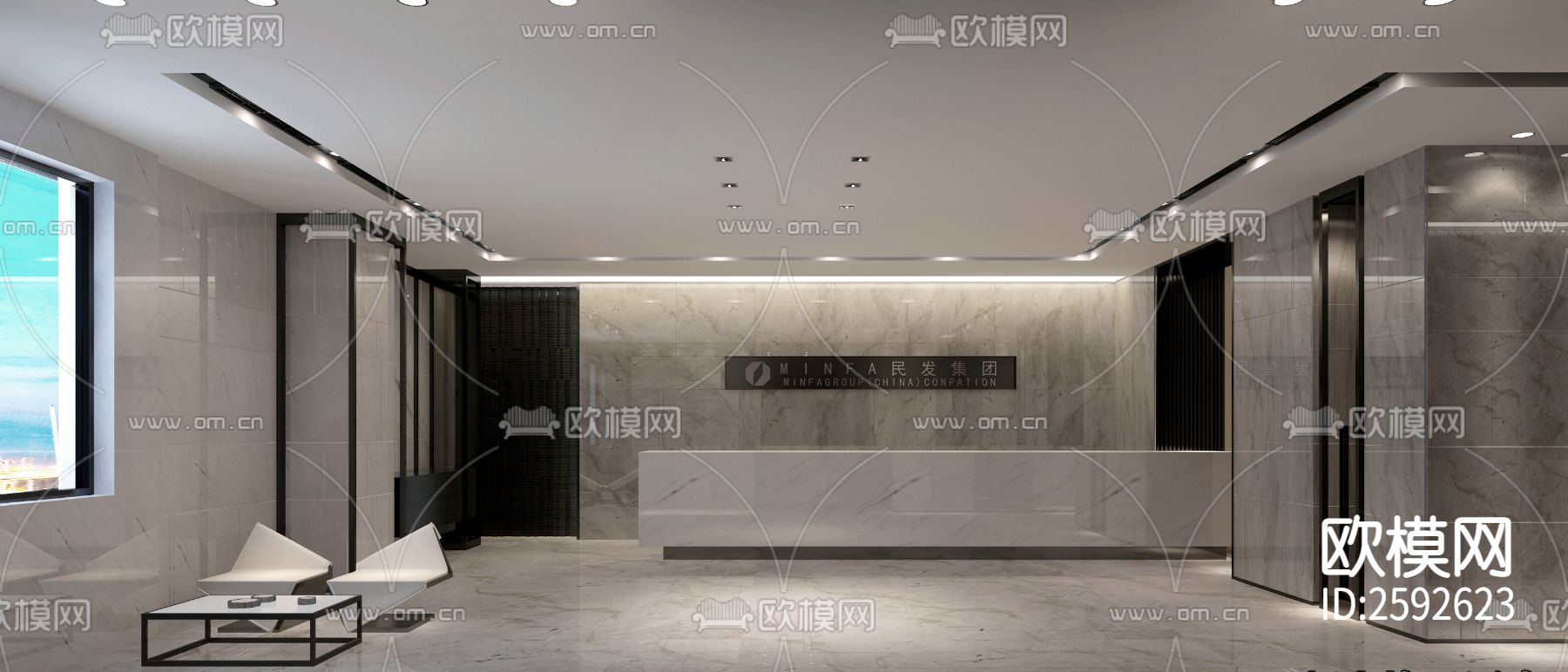 办公楼cad施工图下载（渲染图2）