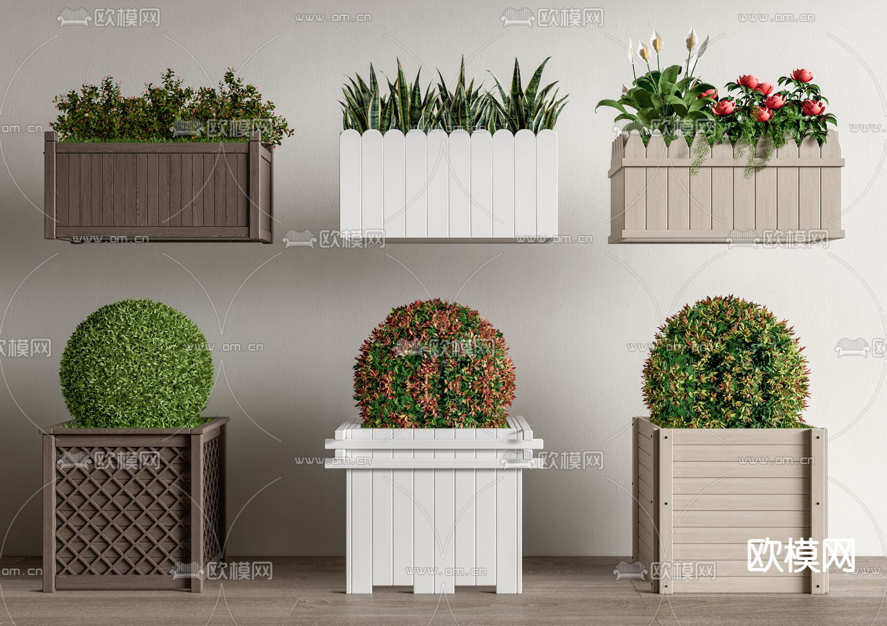 户外花箱 花池 花钵su模型下载（渲染图1）