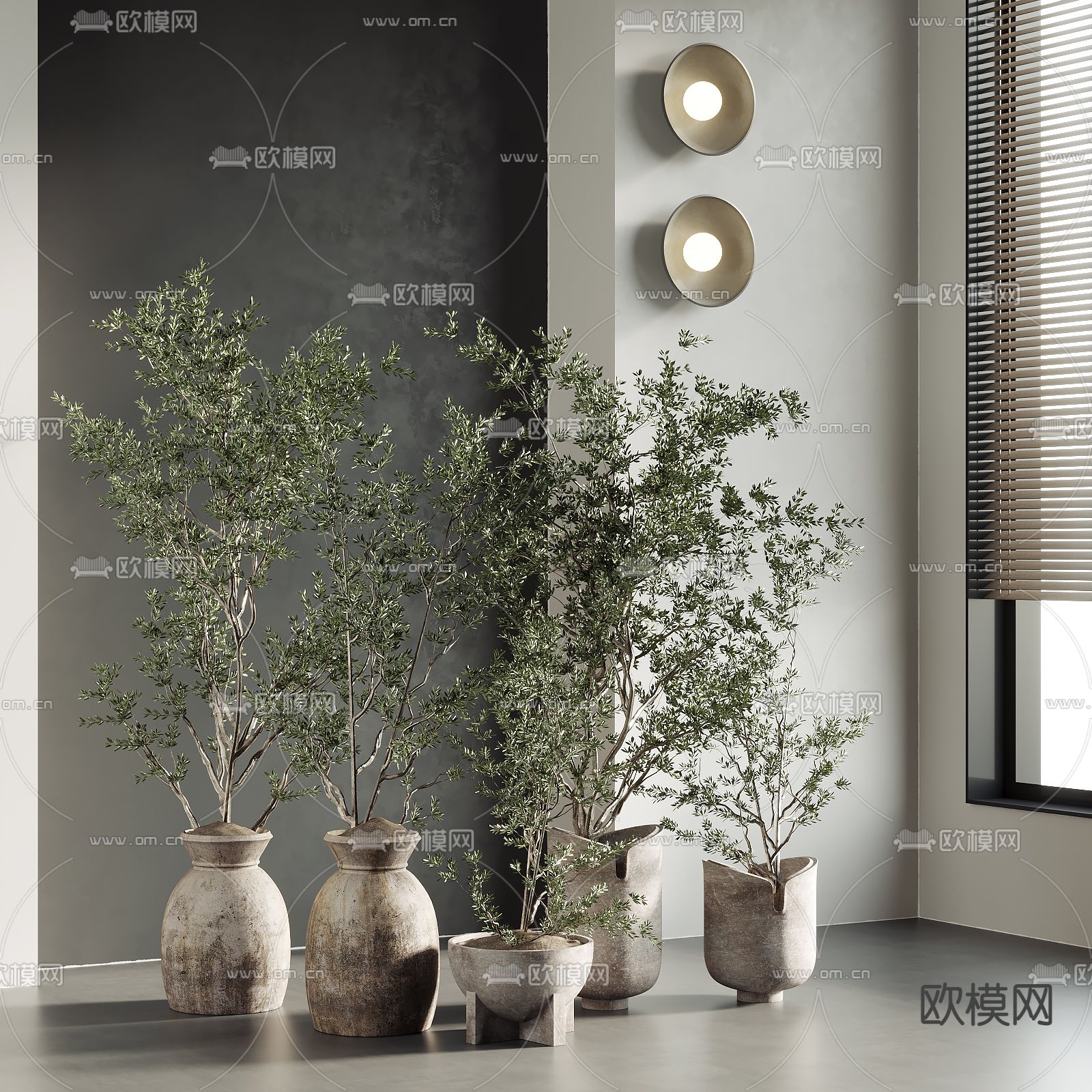 侘寂风盆栽 盆景su模型