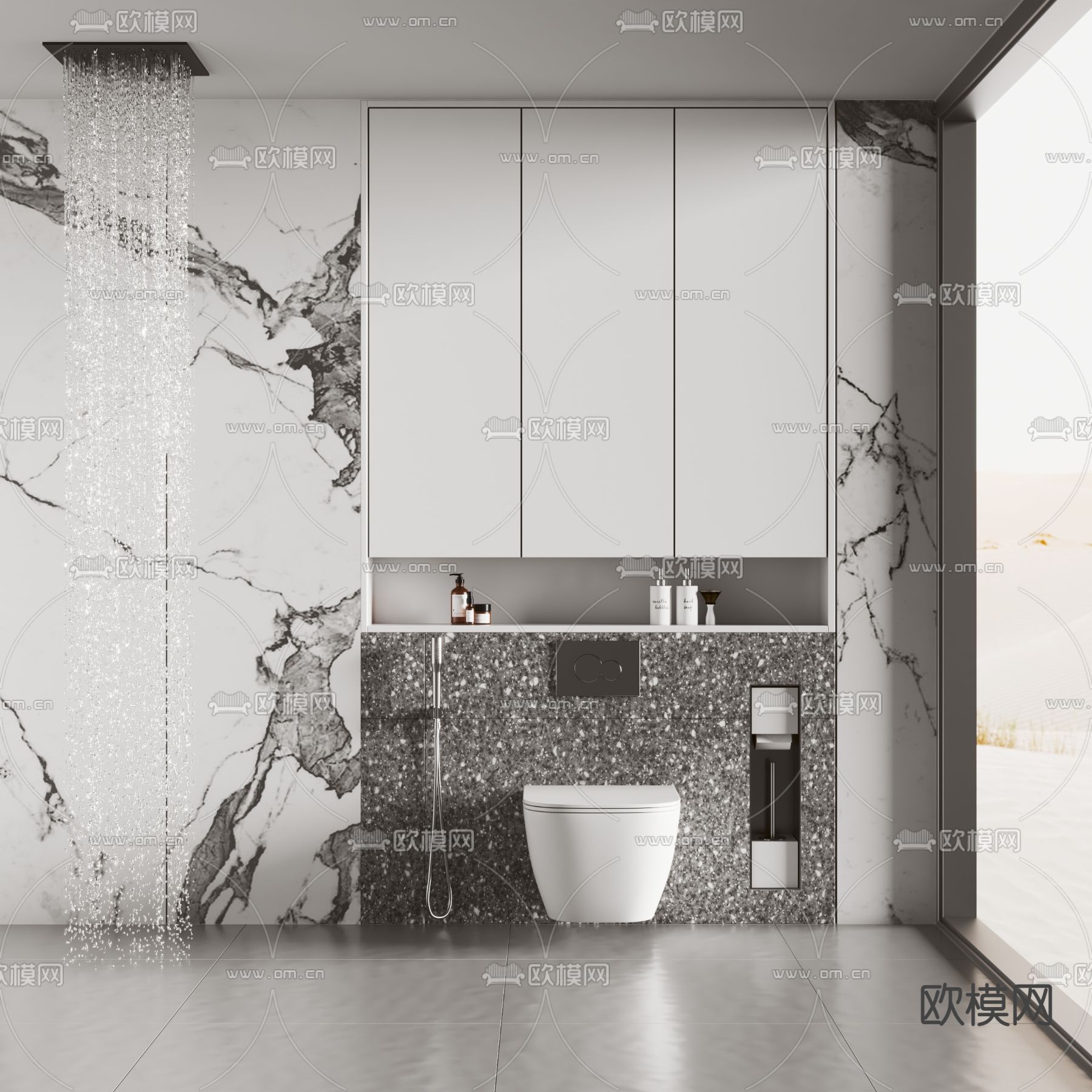 现代马桶 坐便器su模型下载（渲染图1）