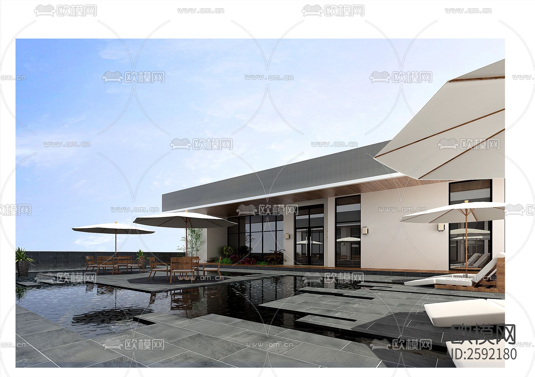 广东科学城会所式办公室CAD施工图下载（渲染图10）