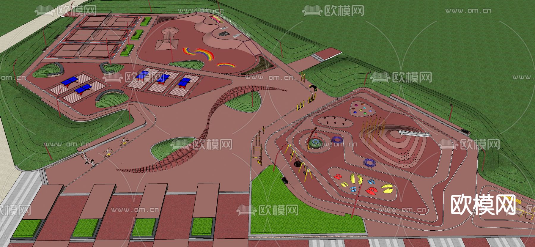 儿童乐园 口袋公园su模型下载（渲染图4）
