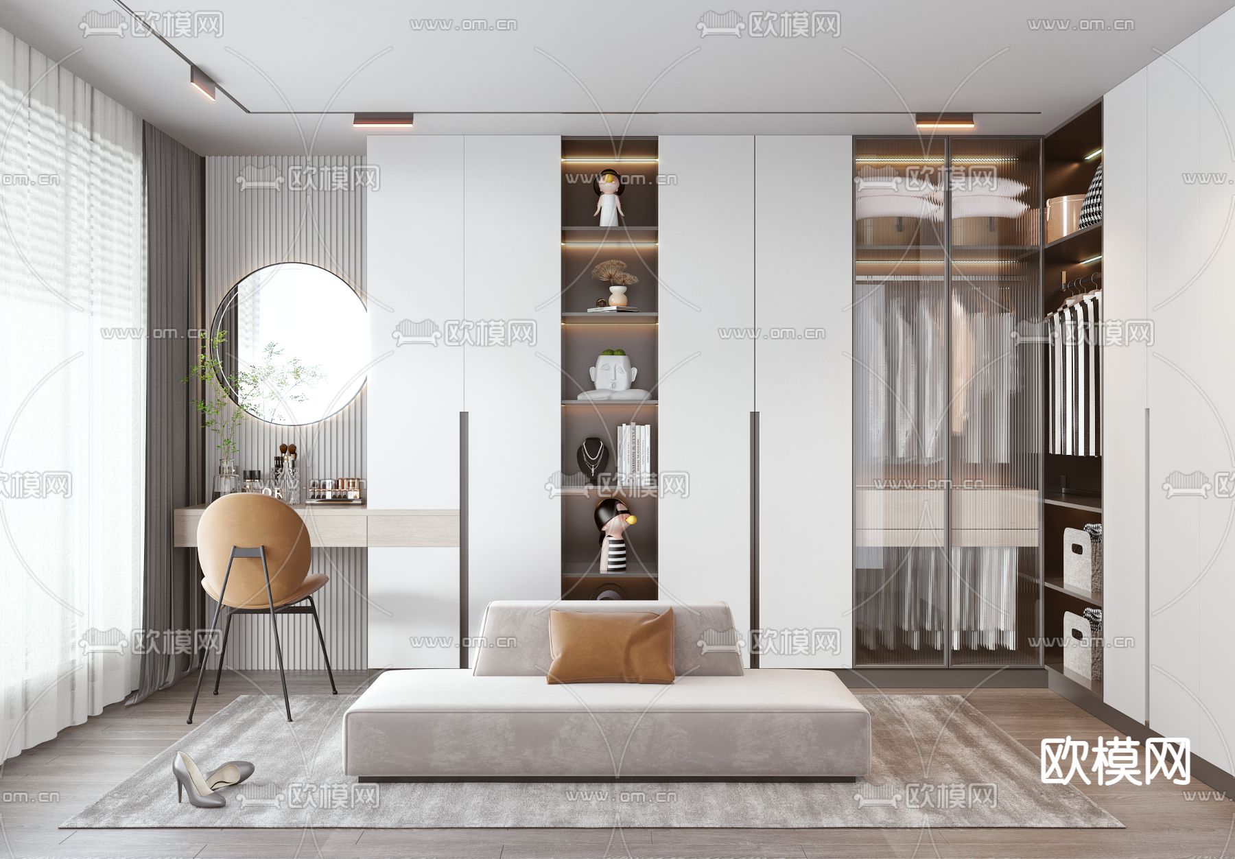 轻奢衣帽间 更衣间3d模型下载