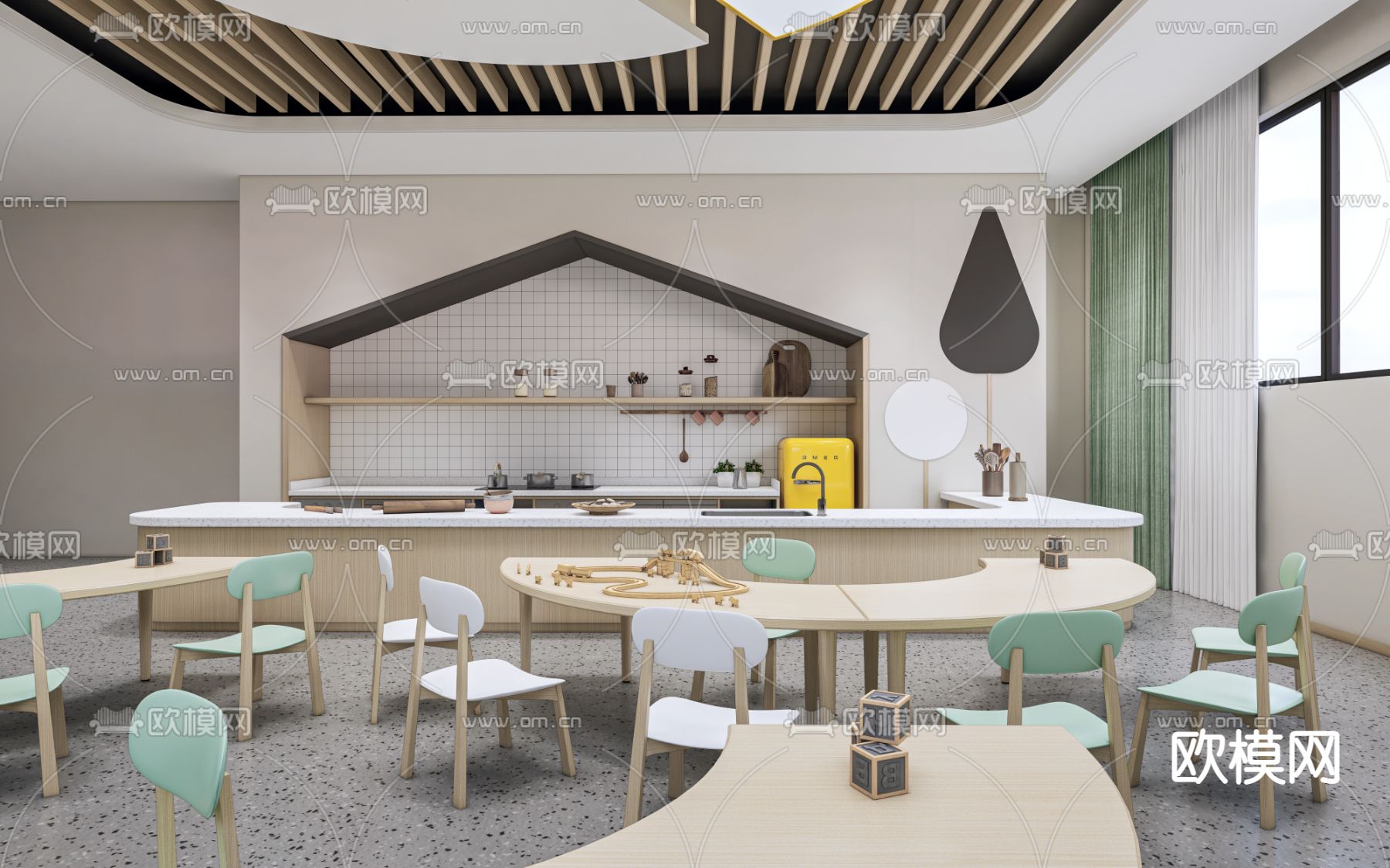 幼儿园 手工教室su模型下载（渲染图1）