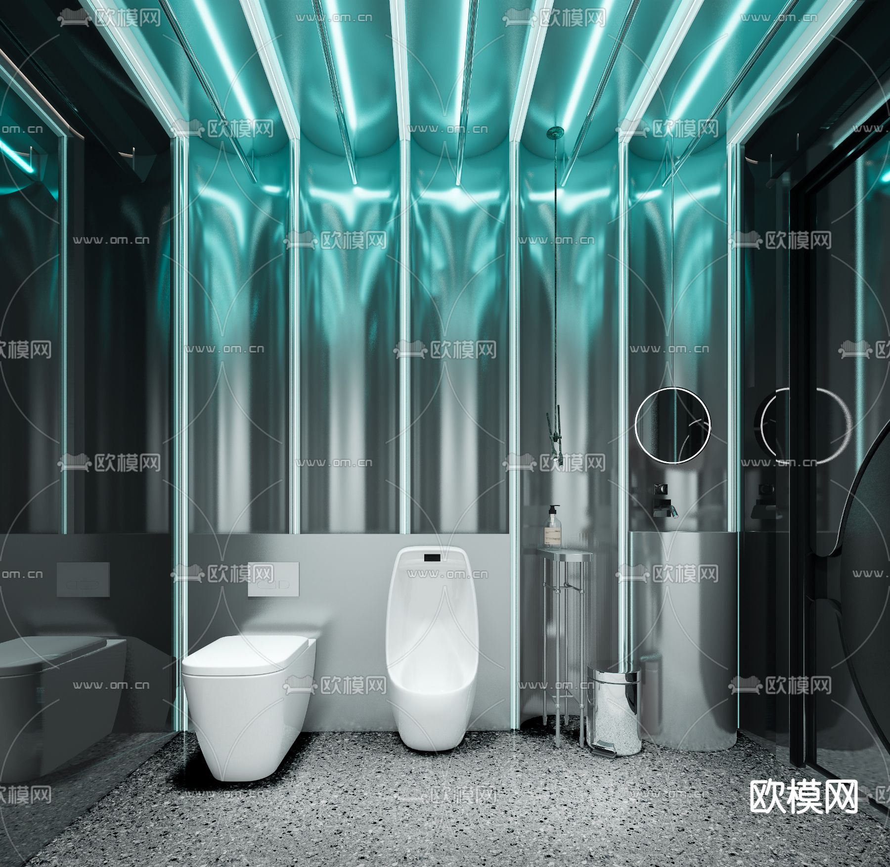 公共卫生间su模型下载（渲染图1）