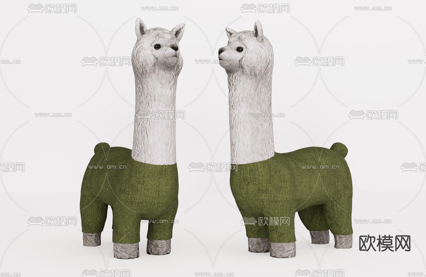 现代羊驼毛绒玩具su模型下载（渲染图1）