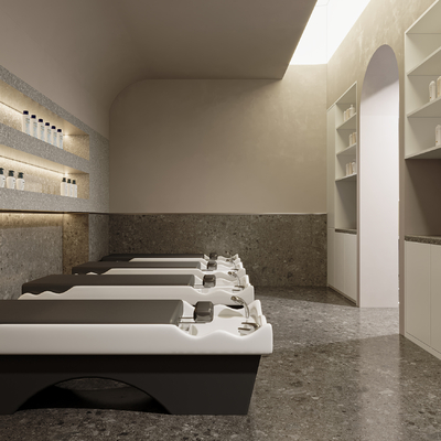  现代理发店 洗头区su模型 