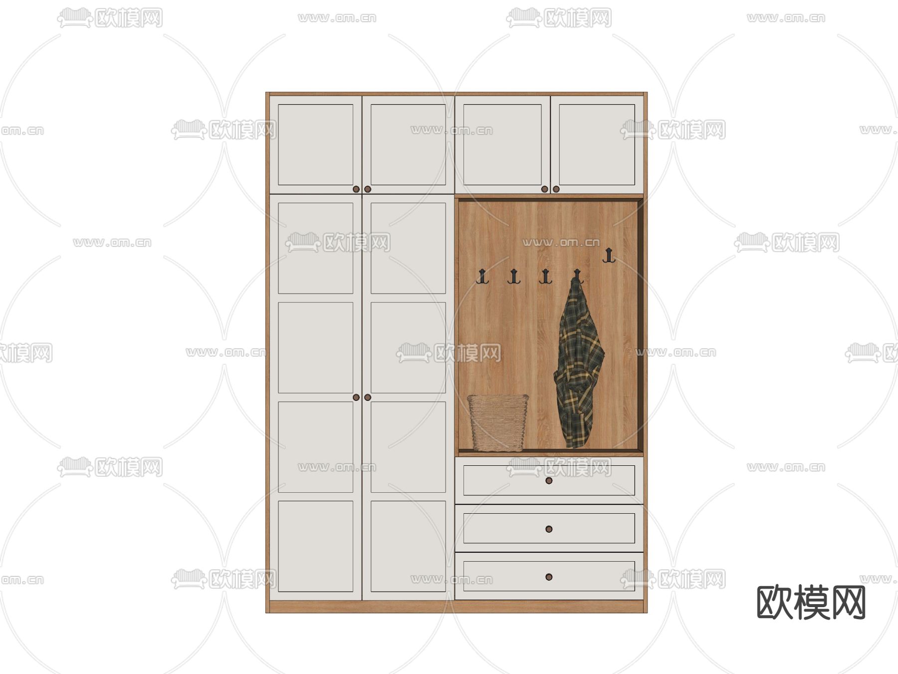 北欧风衣柜 衣橱su模型下载（渲染图3）