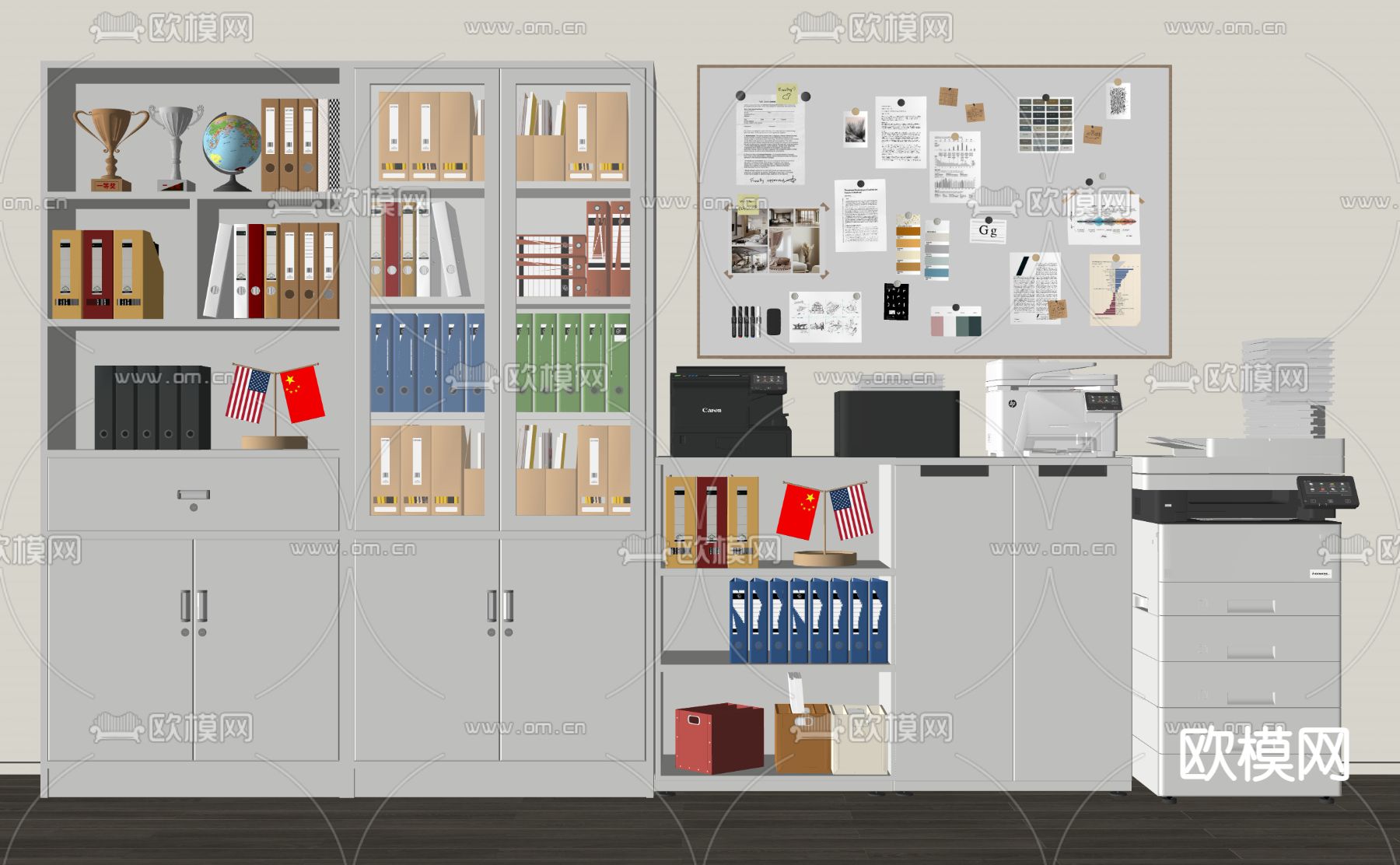 文件柜 档案柜 办公用品su模型下载（渲染图2）