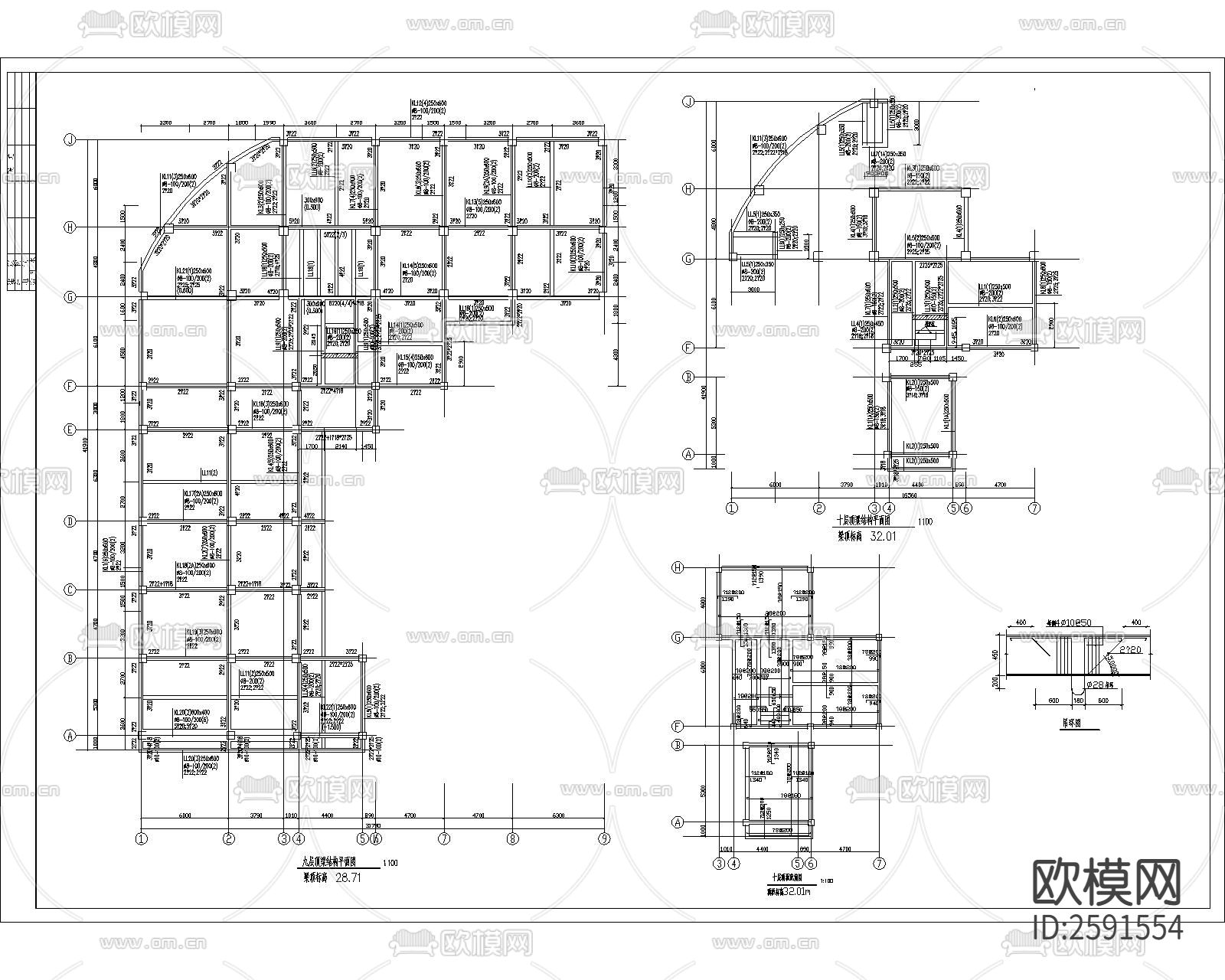 小区住建筑及结构CAD施工图下载（渲染图8）