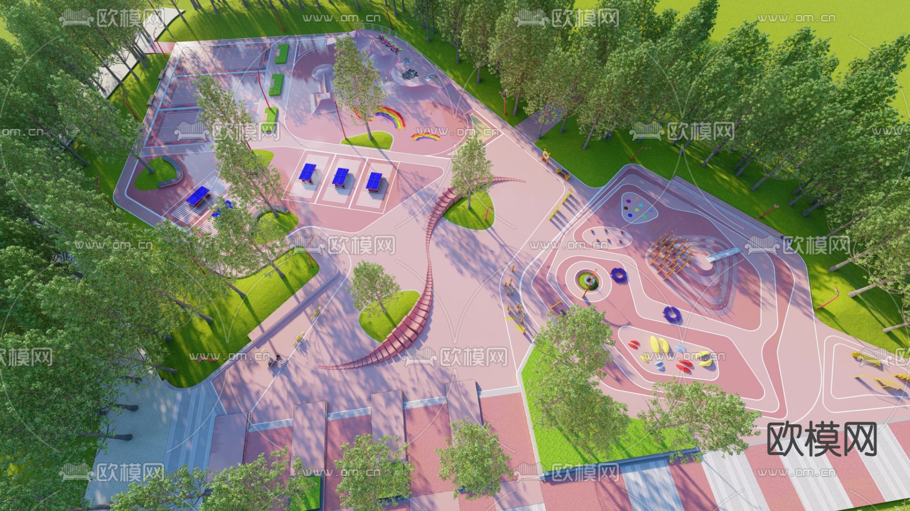 儿童乐园 口袋公园su模型下载（渲染图2）