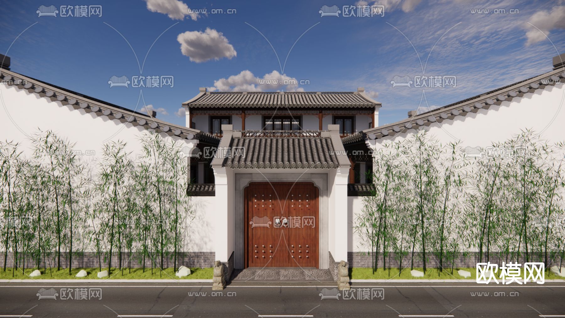 中式四合院su模型下载（渲染图2）