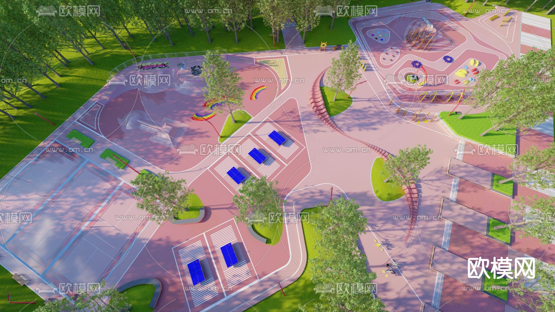 儿童乐园 口袋公园su模型下载（渲染图1）
