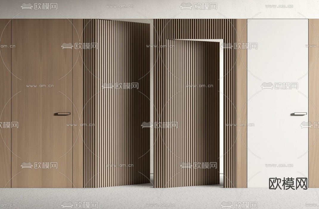 隐形门 格栅门 木门 单开门su模型下载_ID14038401_sketchup模型下载-欧模网