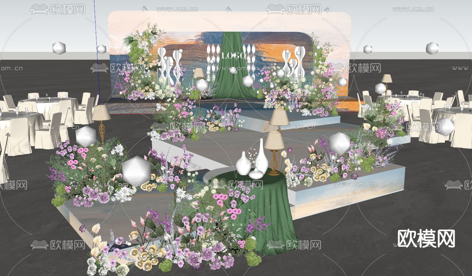 婚礼美陈 婚礼花艺su模型下载（渲染图4）