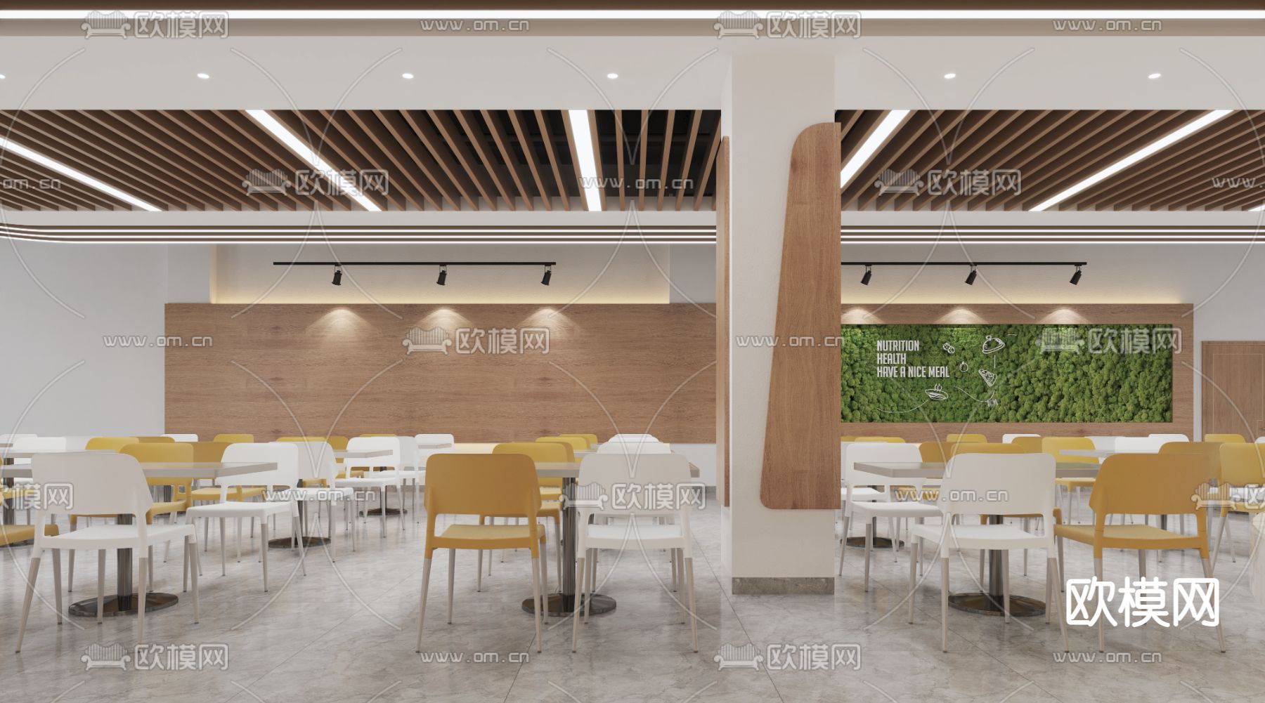 食堂 学生餐厅3d模型下载（渲染图4）