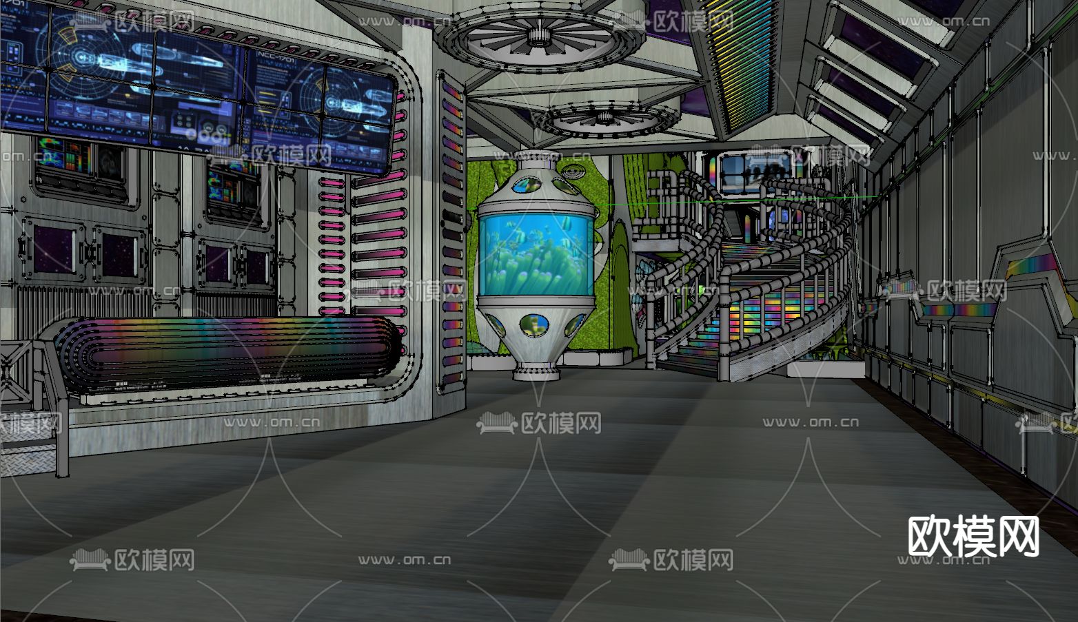 工业风KTV 夜总会su模型下载（渲染图7）