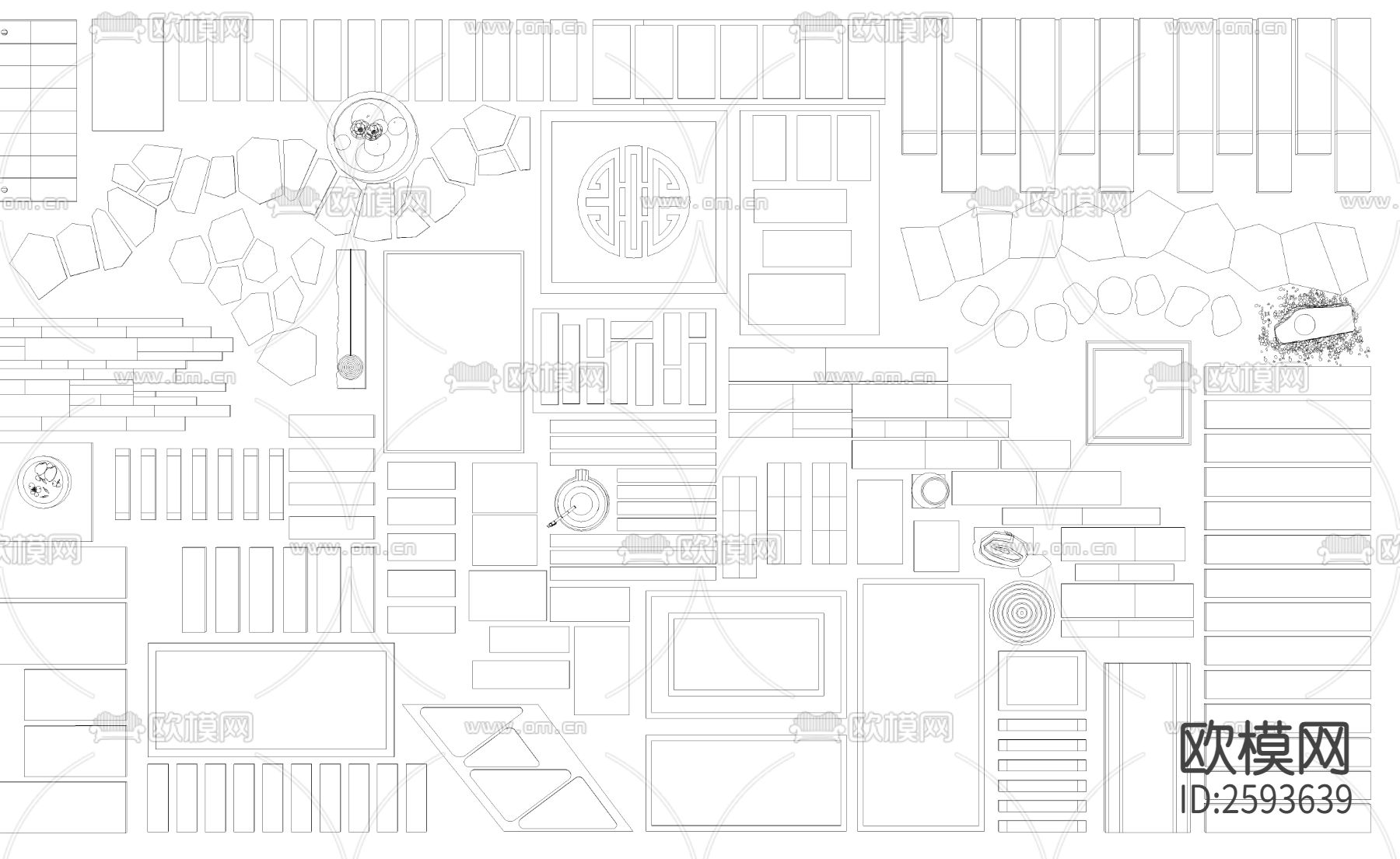 庭院步汀cad图库下载（渲染图3）
