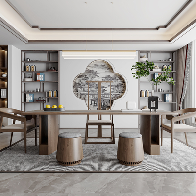 新中式茶室su模型