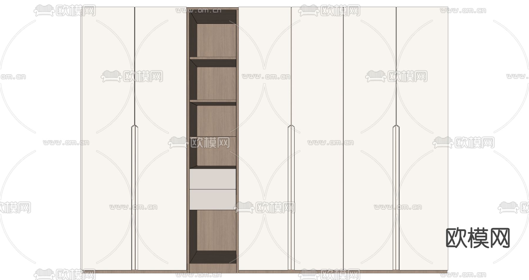 现代衣柜su模型下载（渲染图2）