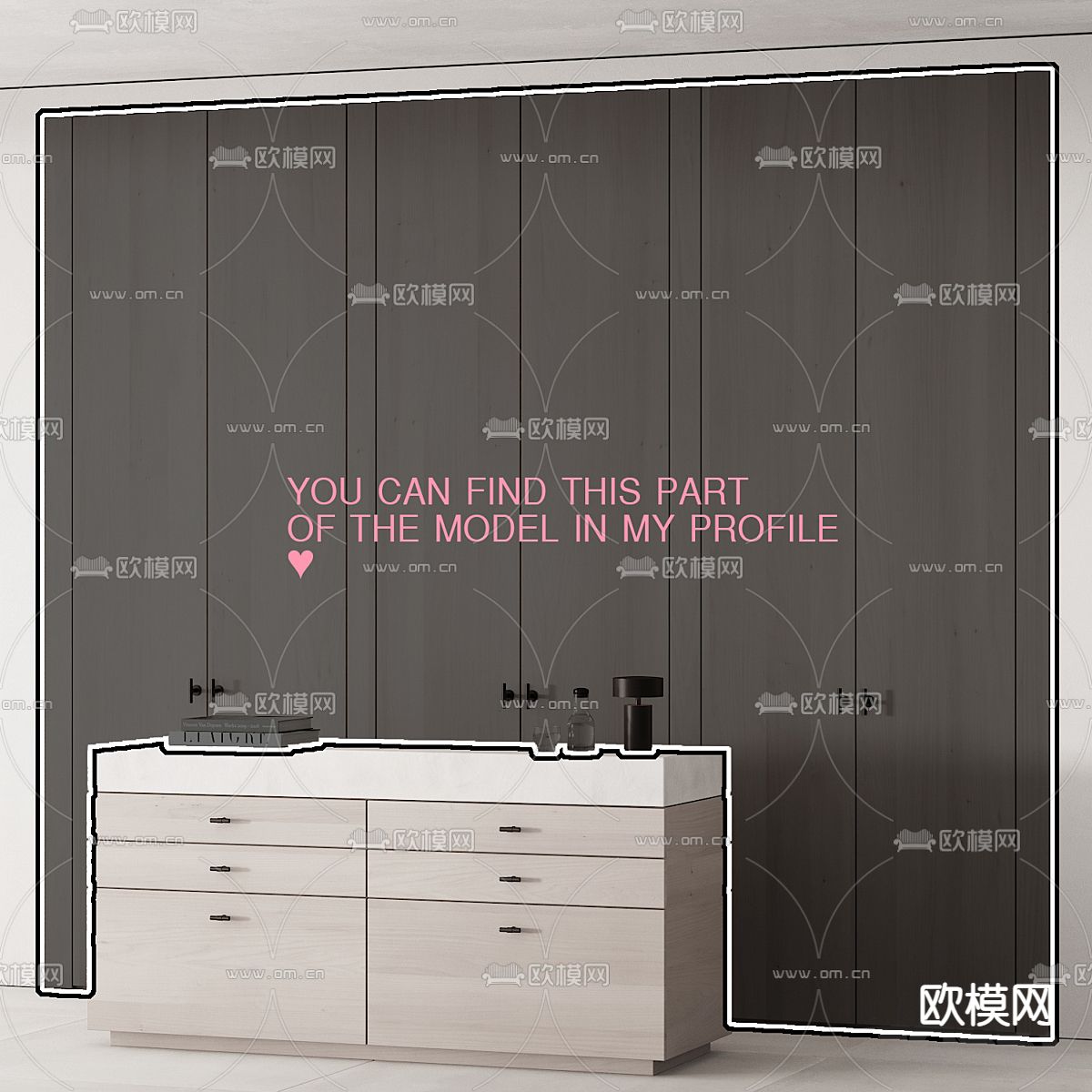 北欧前台 接待台3d模型下载（渲染图1）