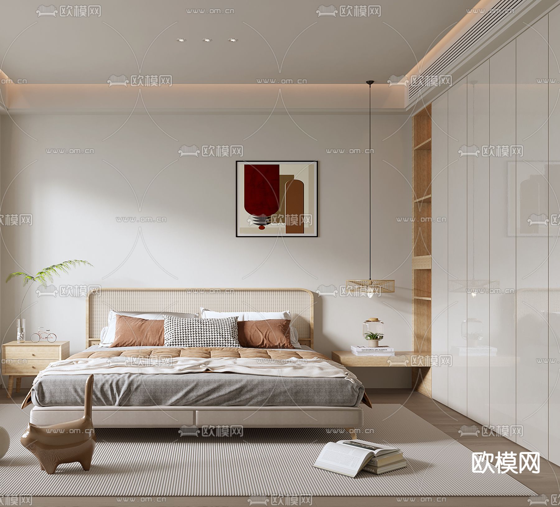 北欧卧室 主人房3d模型下载（渲染图2）