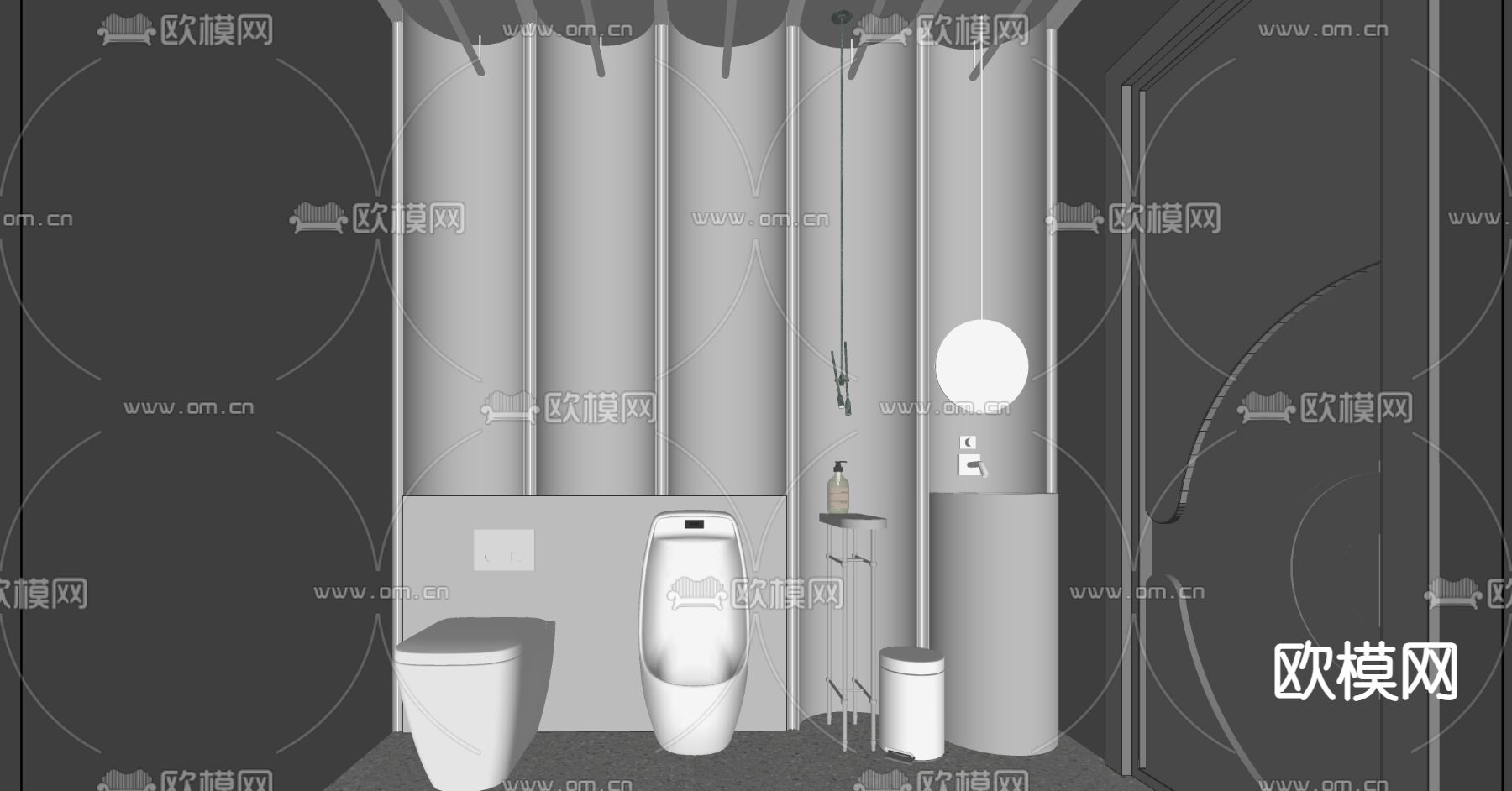 公共卫生间su模型下载（渲染图2）