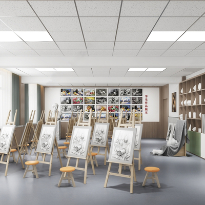  现代美术教室su模型 