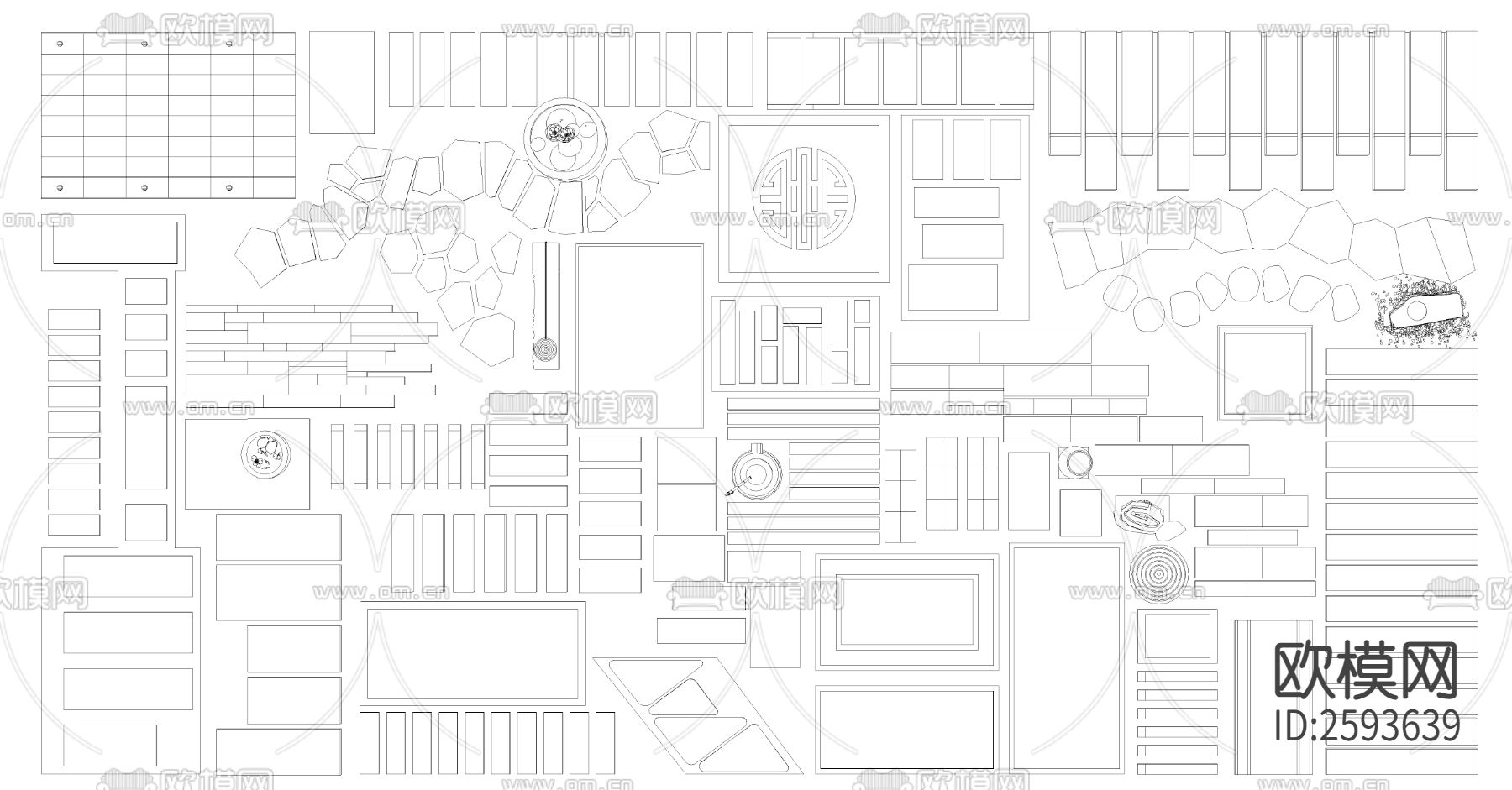 庭院步汀cad图库下载（渲染图1）