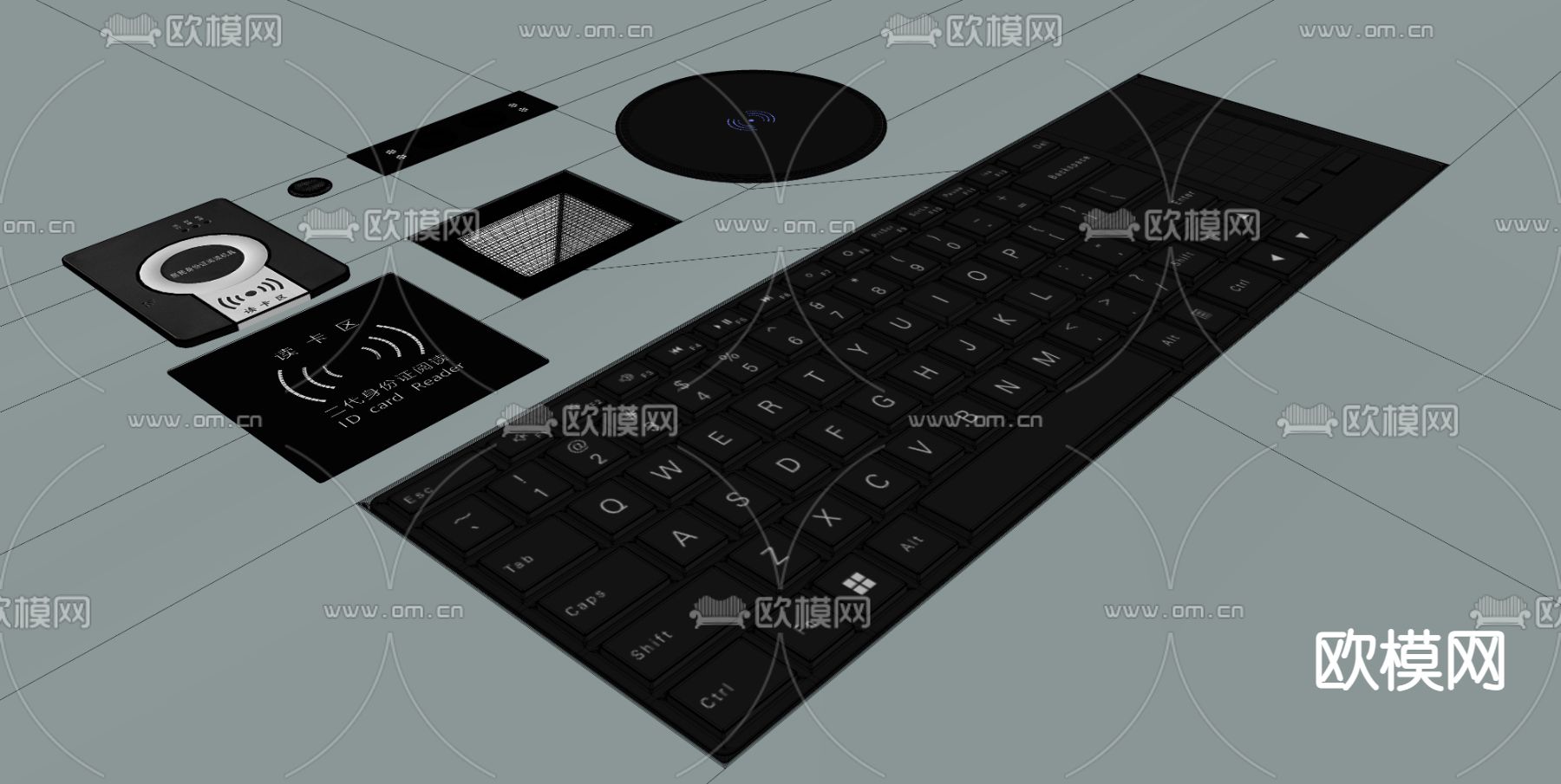 身份证扫描器 摄像头 键鼠su模型下载（渲染图2）