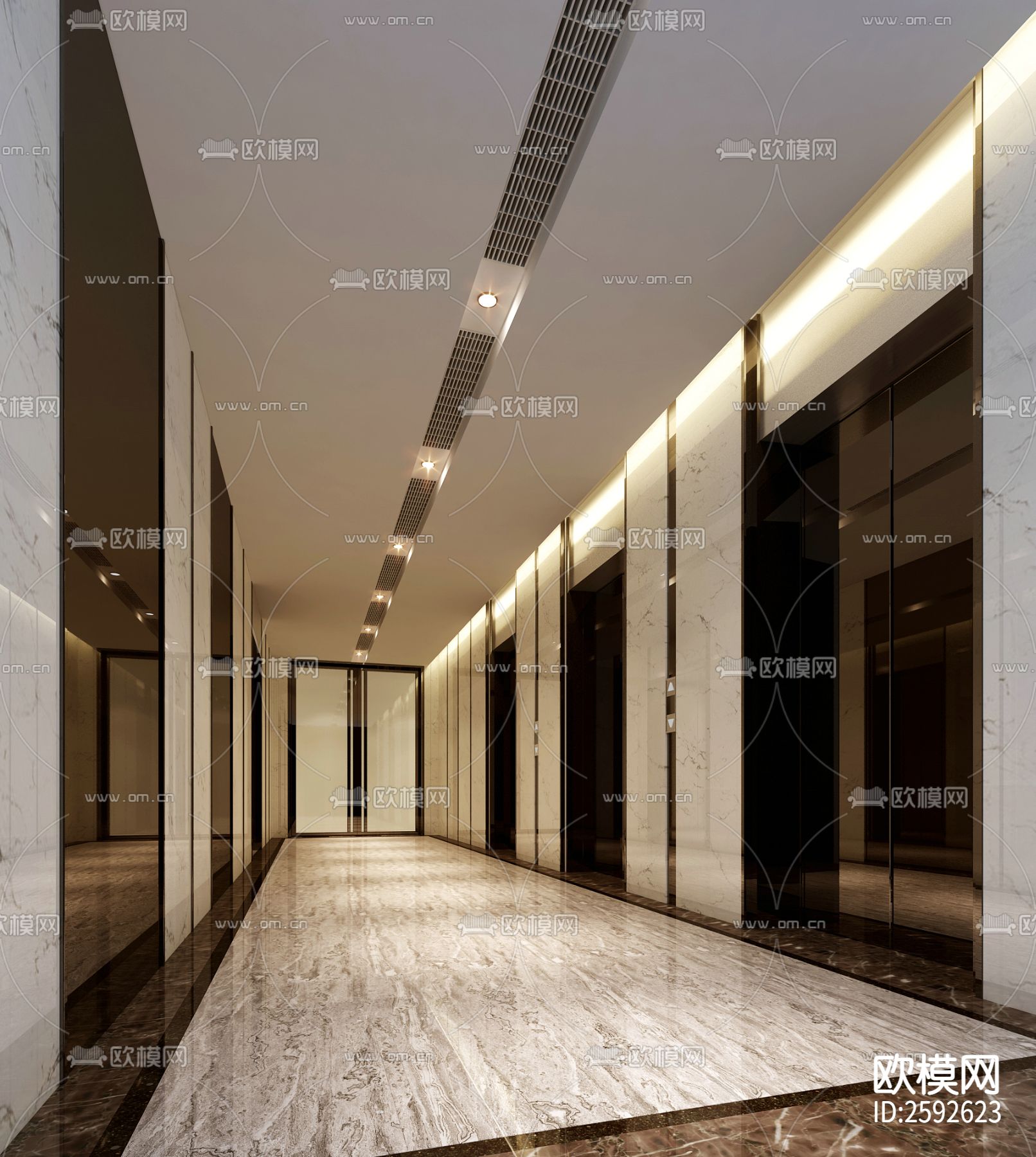 办公楼cad施工图下载（渲染图3）