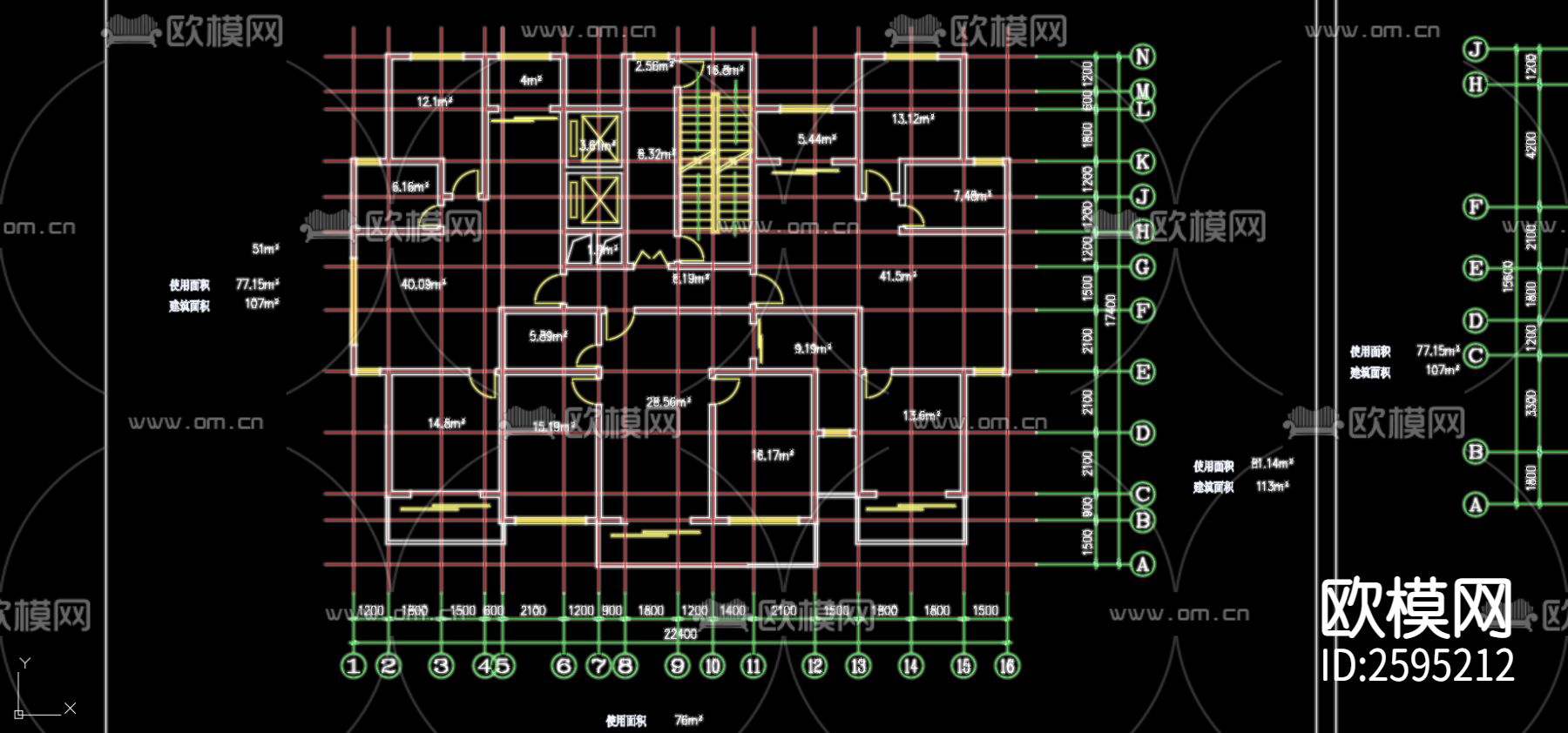 住宅CAD施工图下载（渲染图1）
