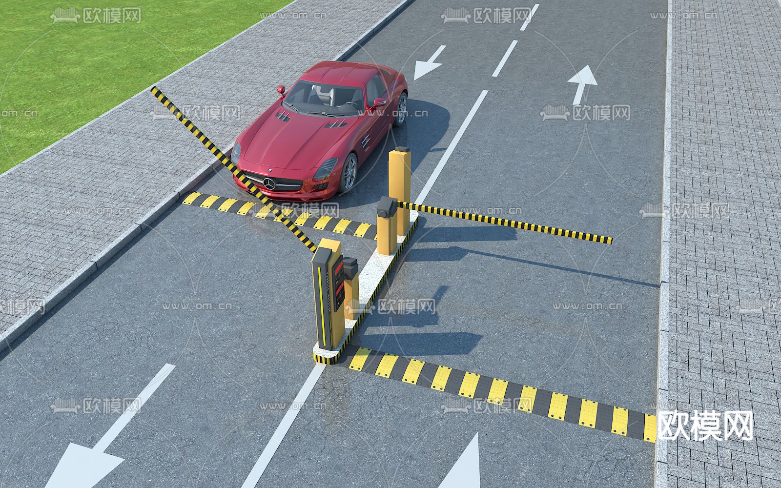 公路 收费杆su模型下载（渲染图1）
