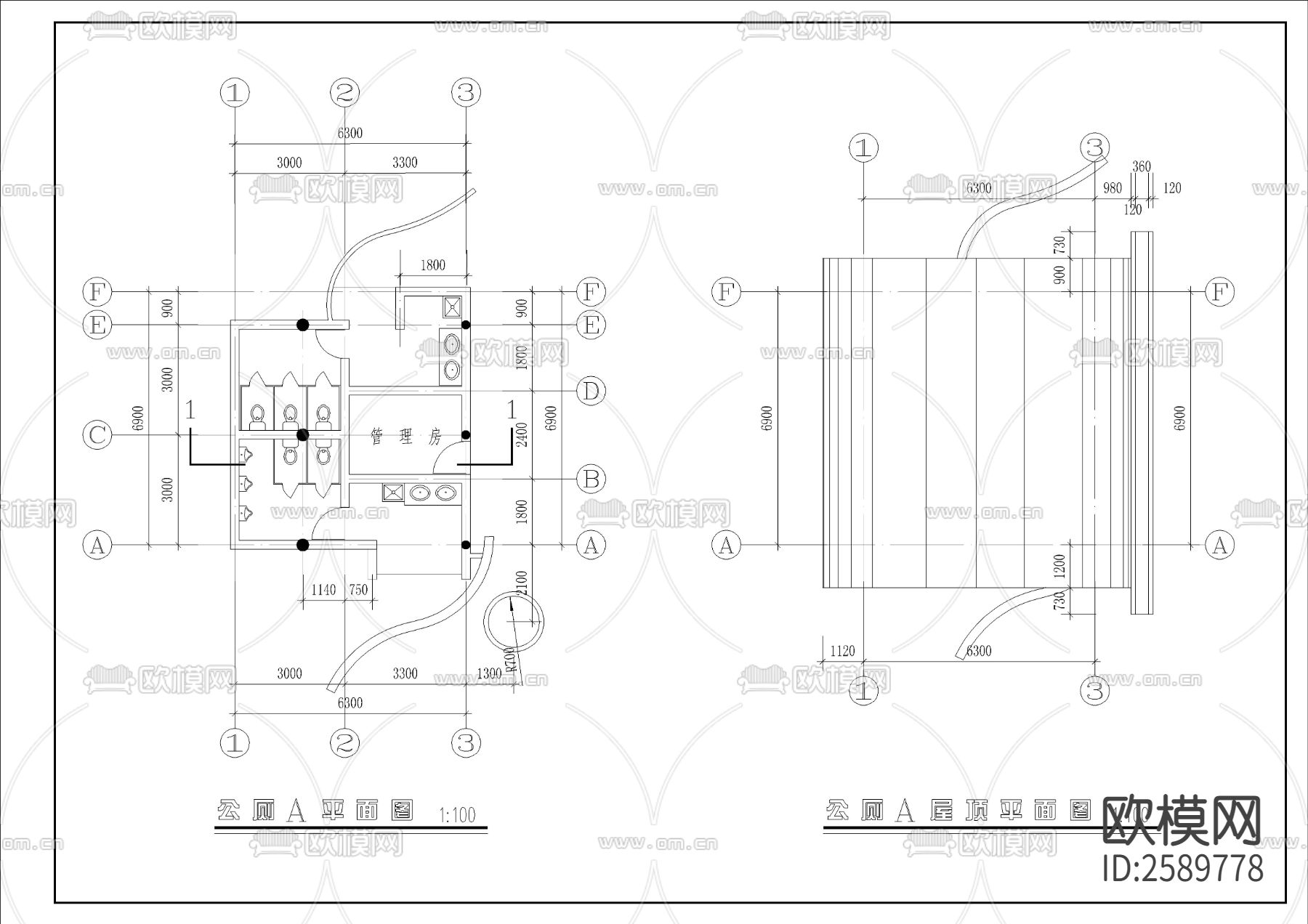 现代厕所CAD施工图下载（渲染图2）
