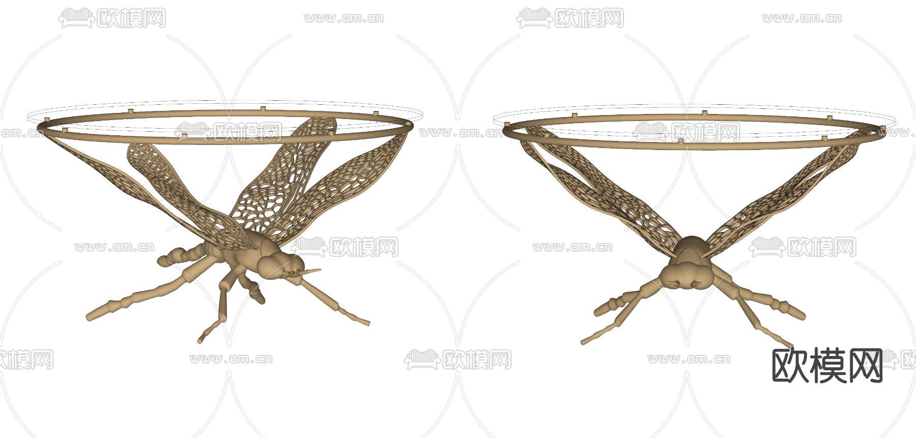 后现代蜻蜓茶几su模型下载（渲染图2）