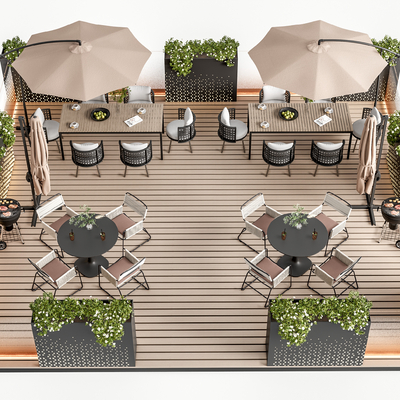  外摆户外桌椅su模型 