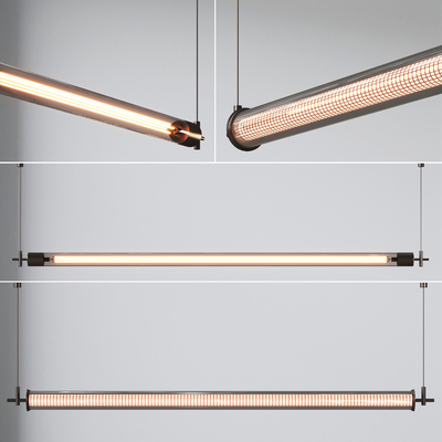  办公吊灯 长条吊灯su模型 