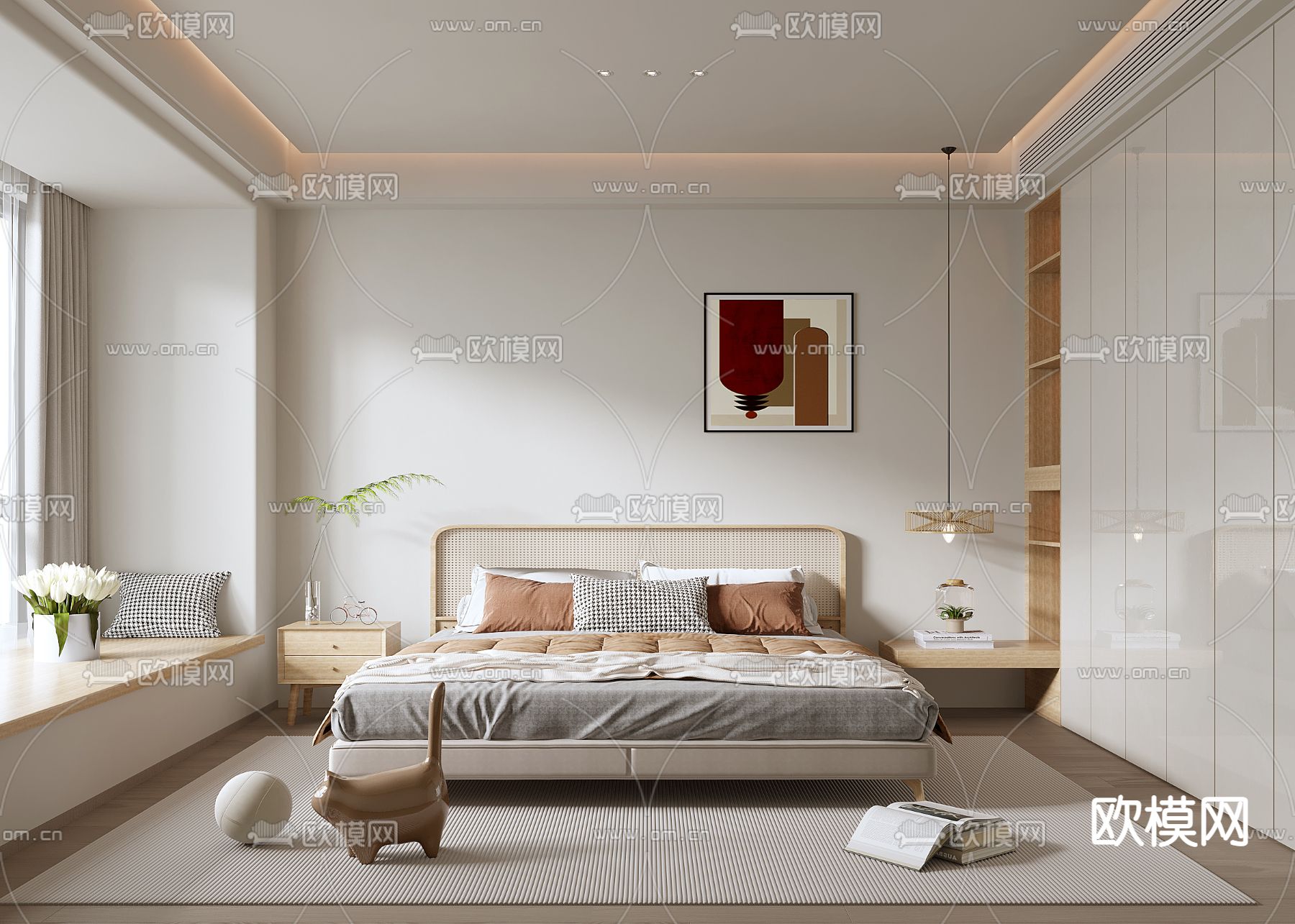 北欧卧室 主人房3d模型下载（渲染图1）