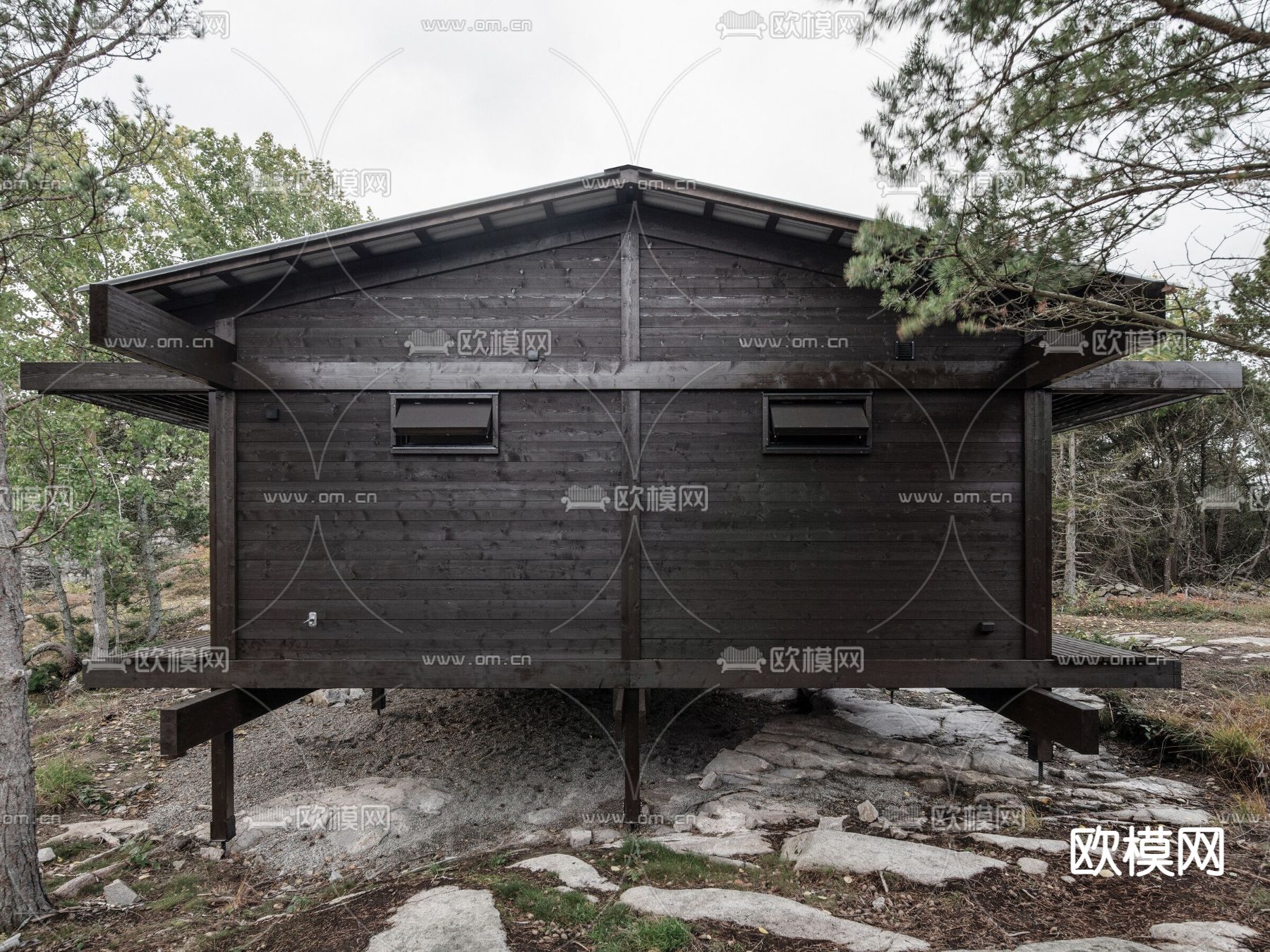 日式民宿外观su模型下载（渲染图2）