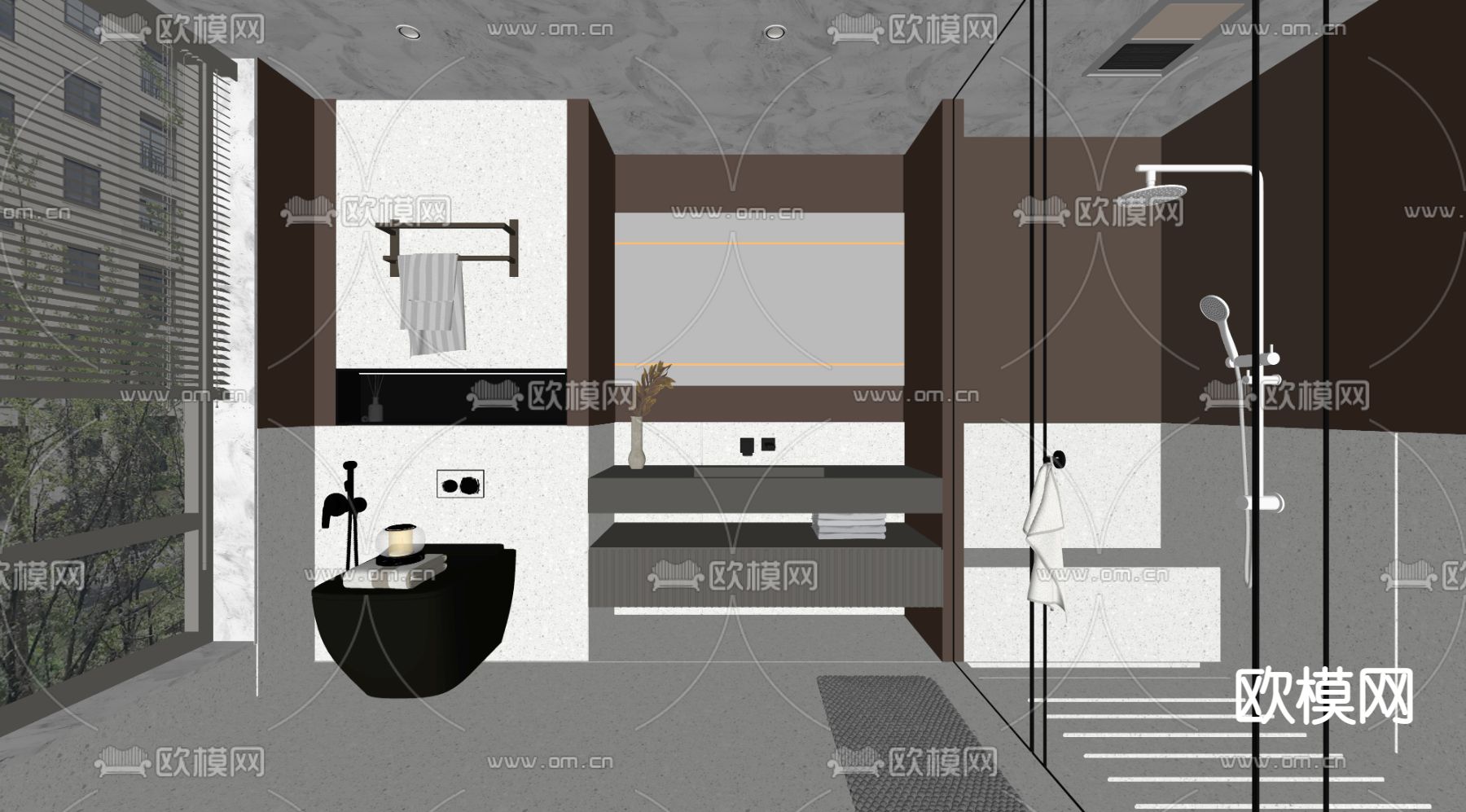现代卫生间 浴室su模型下载（渲染图2）