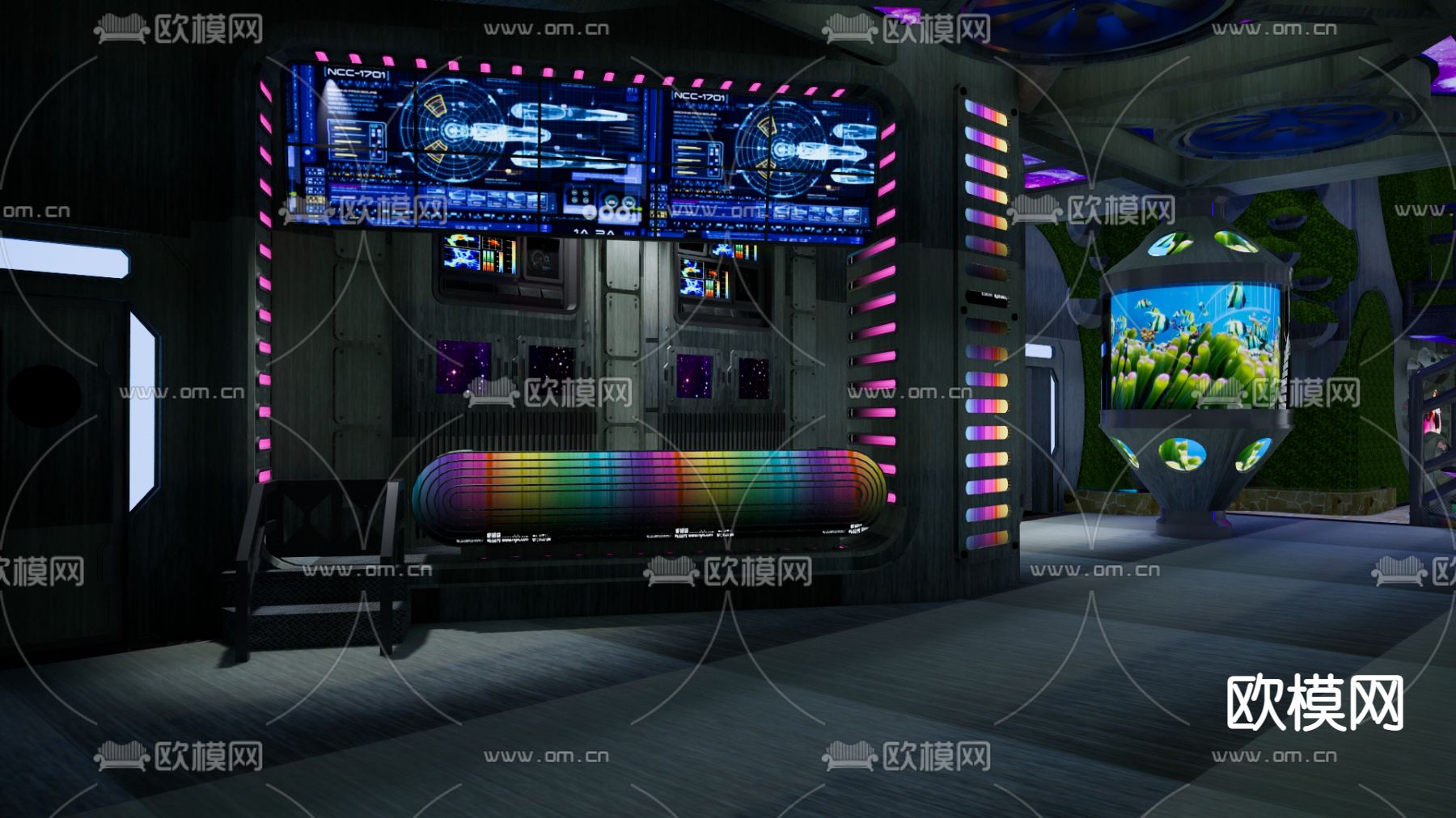 工业风KTV 夜总会su模型下载（渲染图2）